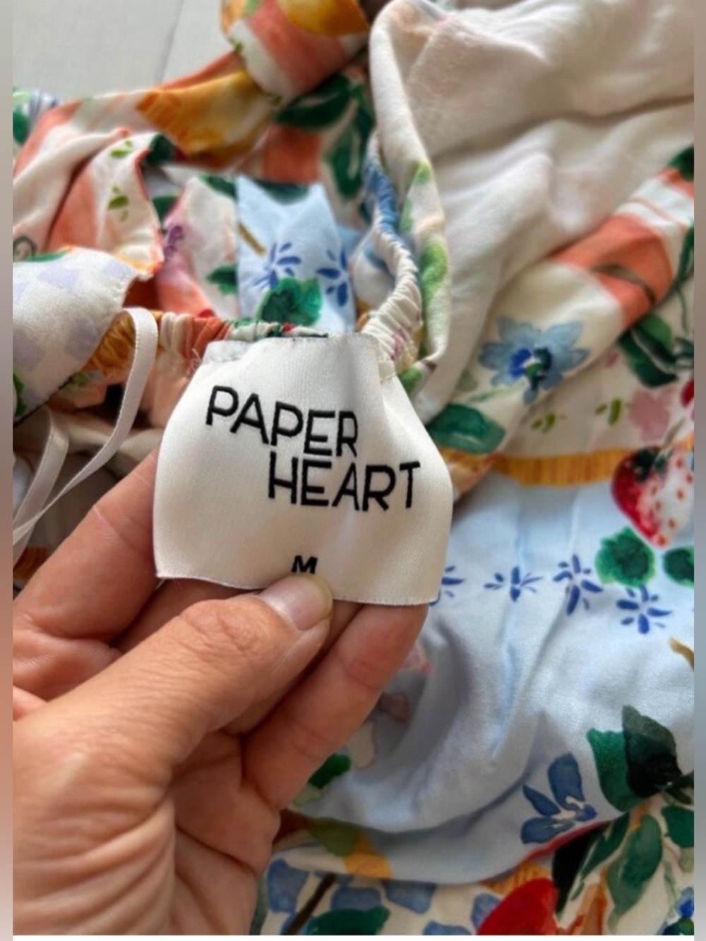 Paper Heart Anthropologie Colorful Patchwork Fruit Pattern Maxi Dress - Picture 6 of 9
